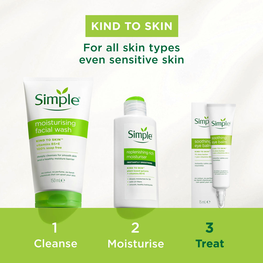 Simple Kind to Skin Moisturising Facial Wash for Gentle Daily Cleansing Leaving Skin Feeling Hydrated 150 ml
