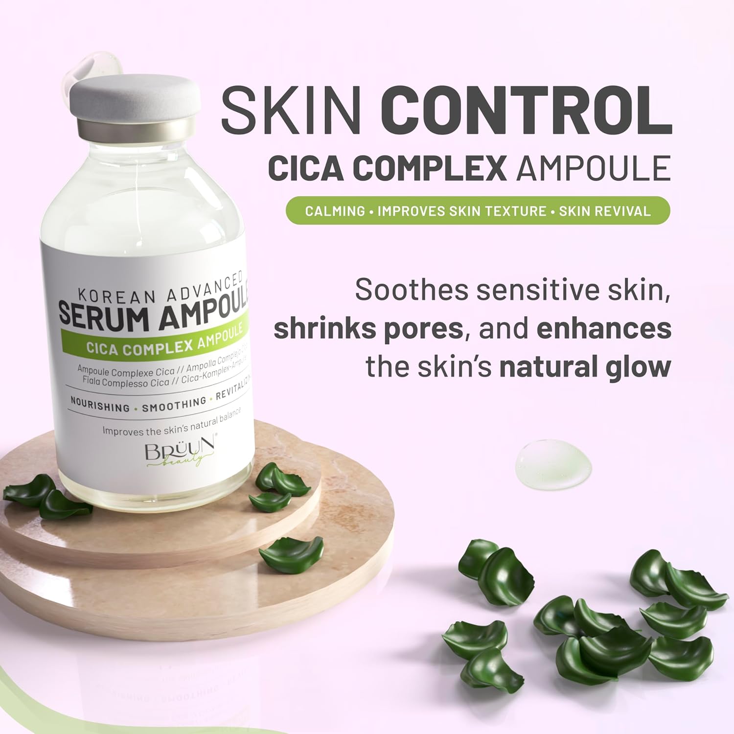 BRÜUN CICA Revival Complex Serum Ampoule – Micro Needling Centella Asiatica Korean Serum Booster for Face and Body to Use with and without Derma Pen Microneedling Skin Care Serum 1.18 fl.oz