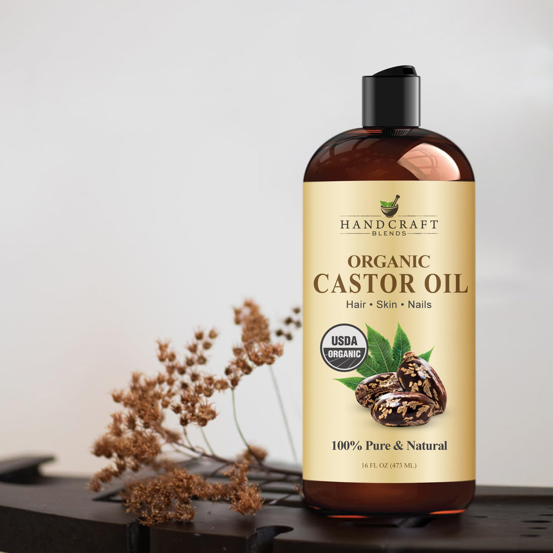 Handcraft Blends Huile de Ricin et Huile de Romarin 236 ml | 100% Pure et Naturelle | Huile Support de Qualité Supérieure | Cheveux, Cils et Sourcils | Cheveux et Corps