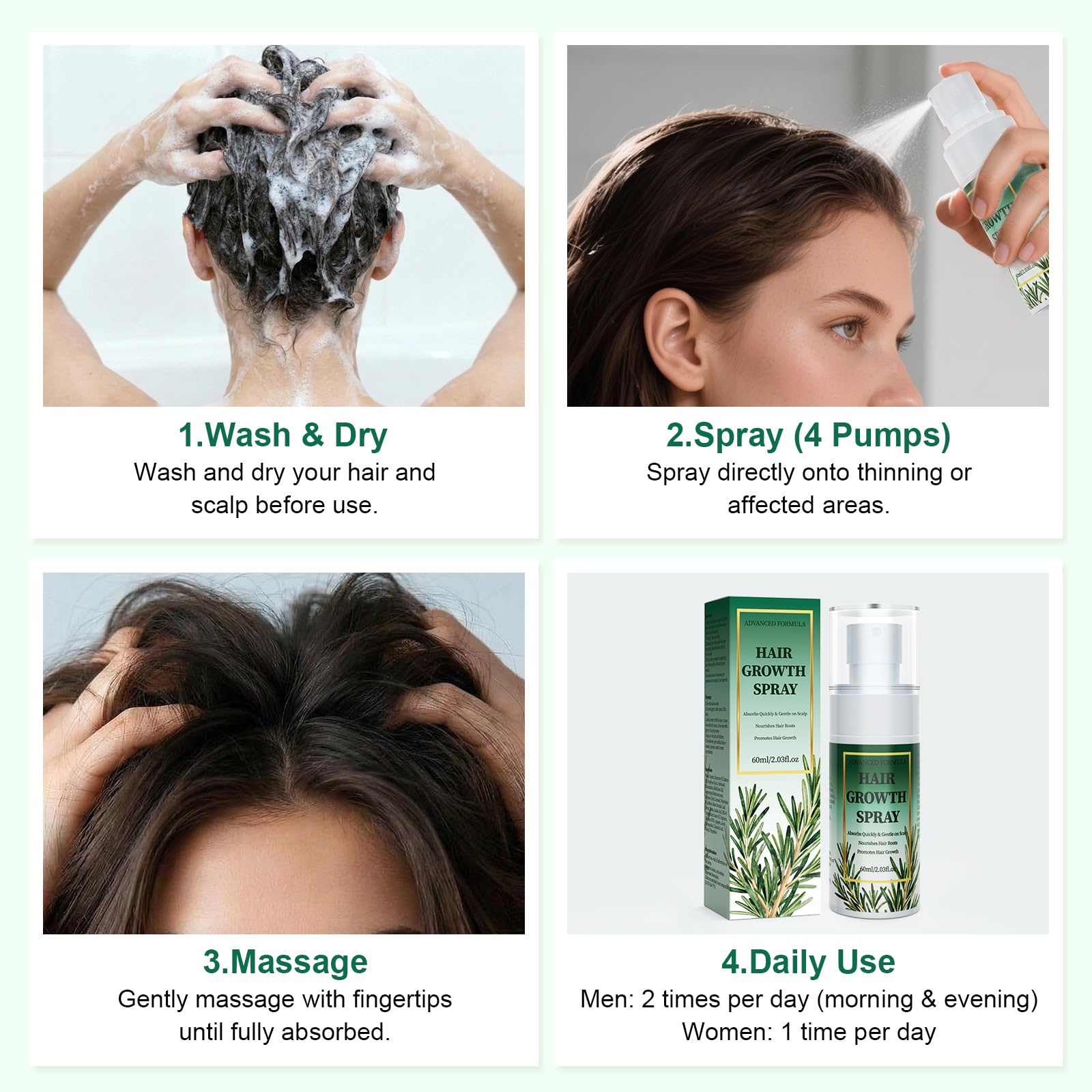 Hair Growth Serum with Rosemary Oil & Batana Oil for Women & Men 60ml | Support for Hair Loss | Strengthening Care for Thinning Hair | Supports Hair Growth | Fast Absorbing | Hair & Beard Care