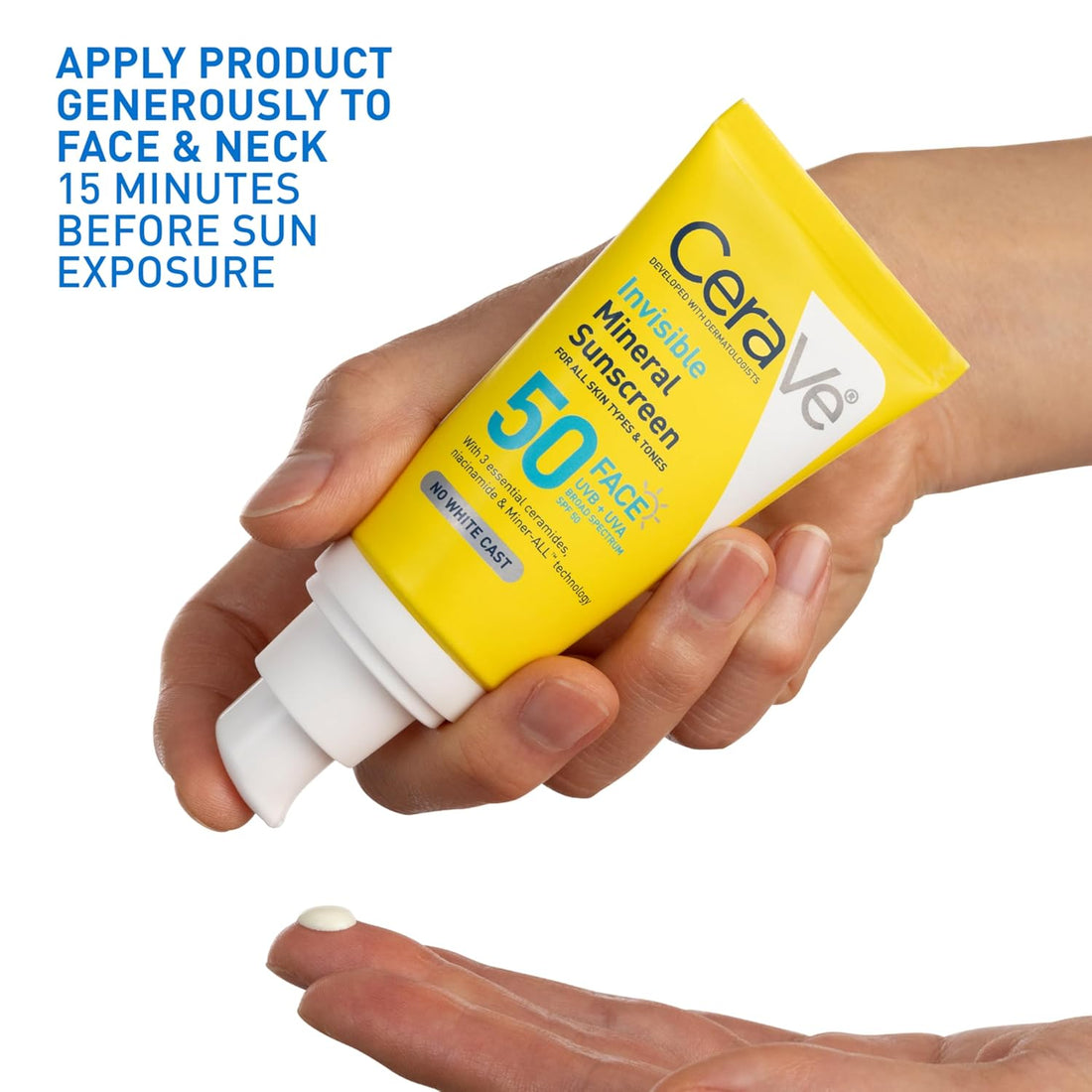 CeraVe Invisible Mineral Sunscreen SPF 50, Face Sunscreen for Sensitive Skin With Zinc Oxide & Titanium Dioxide, Vitamin E + Niacinamide + Ceramides, Oil Free, Travel Size 1.62 oz Halalzen