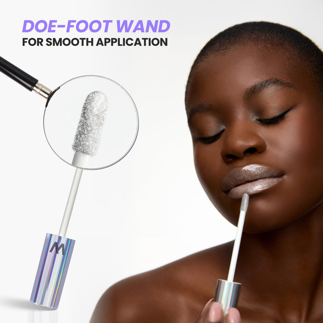 Wonderskin Wonder Blading Top Gloss - Lip Gloss, High Shine Finish, Blue Makeup For Lips (Silver Glitter)