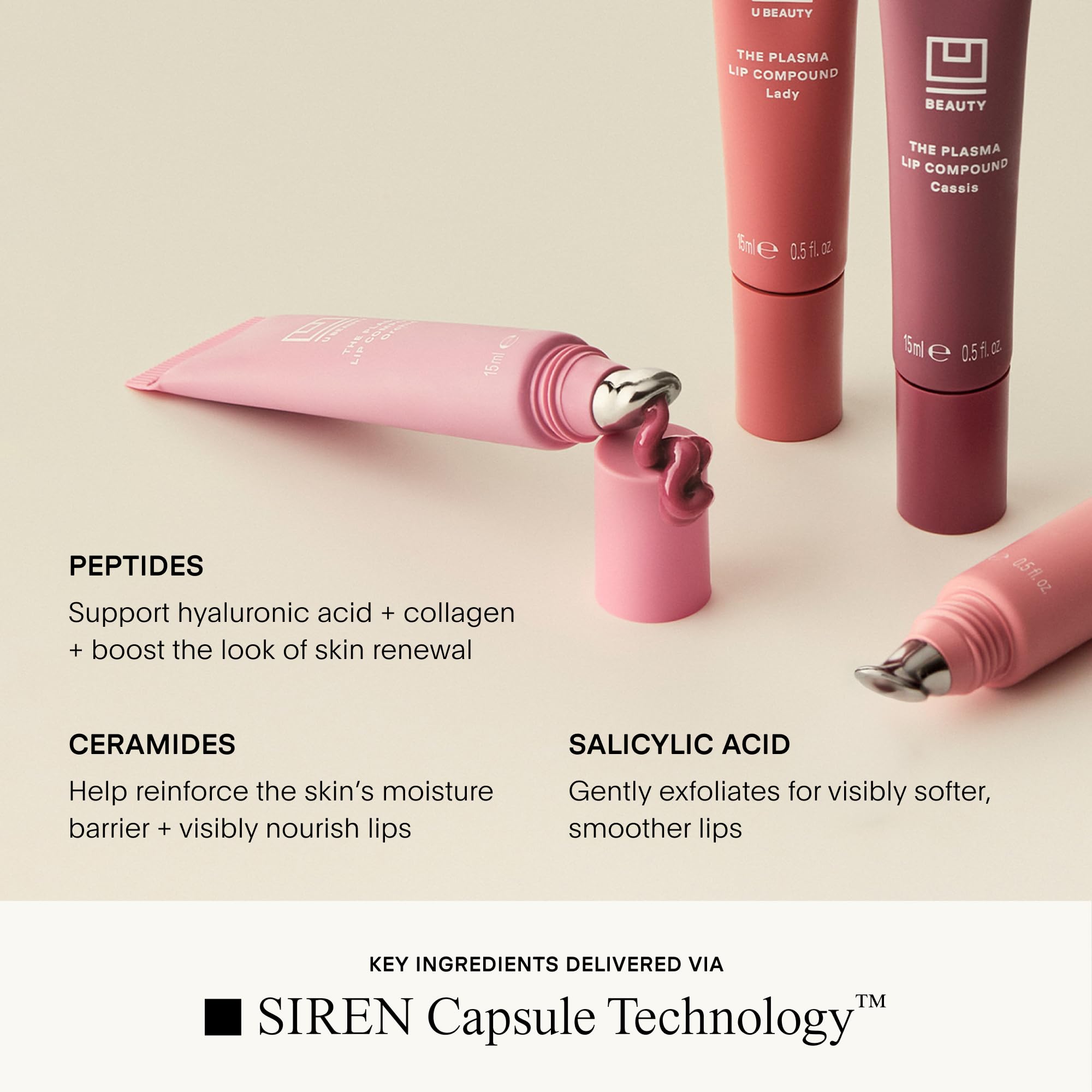 U Beauty The PLASMA Lip Compound - Anti-Wrinkle & Anti-Aging Treatment - Clear Plumping Lip Gloss with Hyaluronic Acid for Deep Hydration - Salicylic Acid, Vitamin E, & Peptides Contour Lips, 15 mL Halalzen