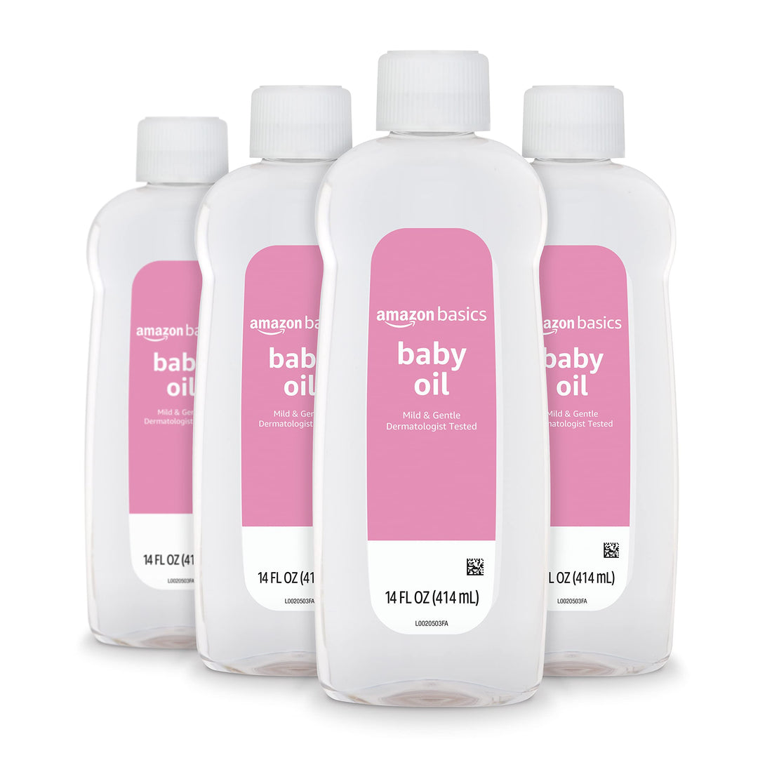 Amazon Basics Baby Oil, Mild & Gentle, Dermatologist Tested, Prevents Moisture Loss, Dry Skin Relief, 14 fl oz, 4-Pack (Previously Solimo) Halalzen