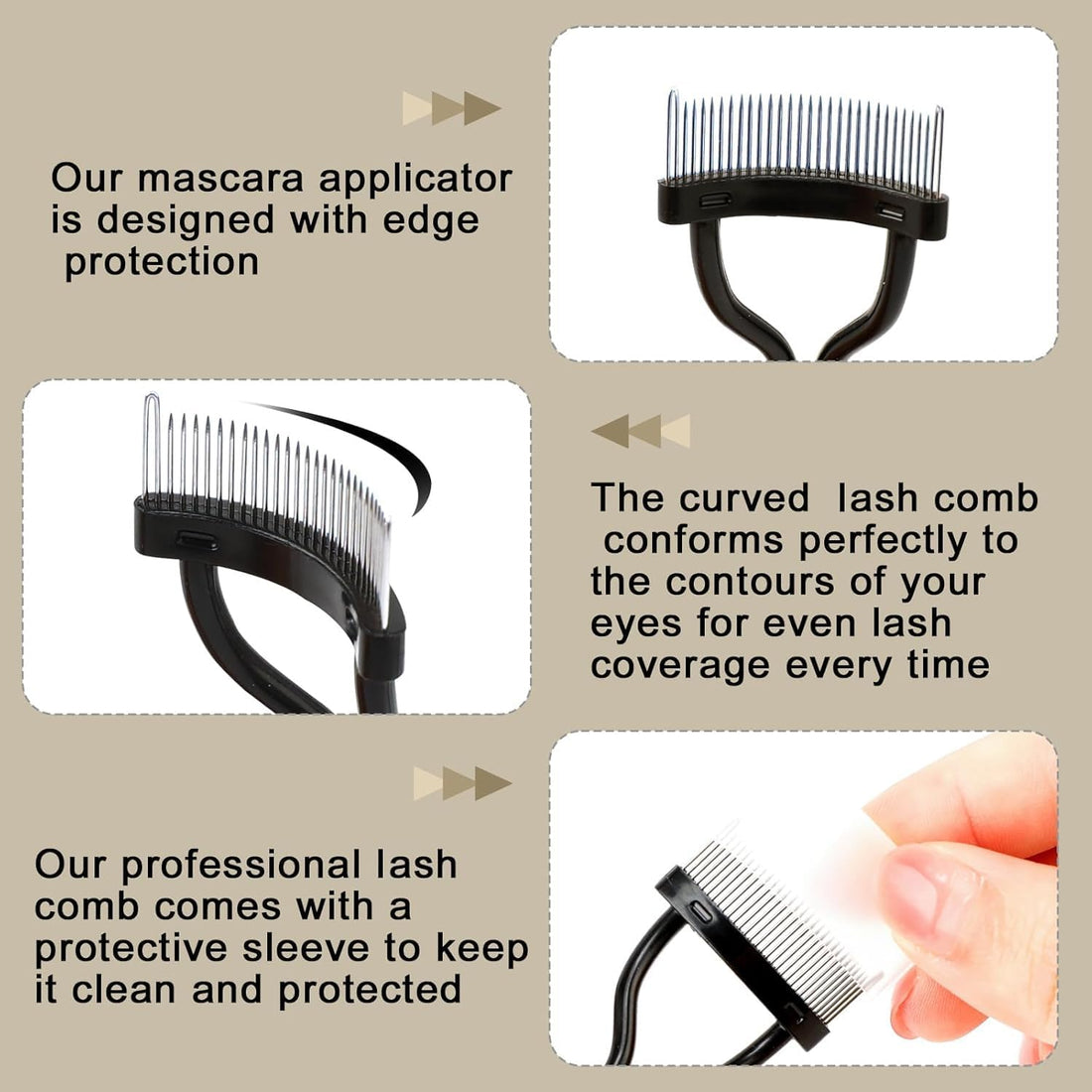 Docolor Eyelash Comb Eyelash Separator Tool, Makeup Mascara Applicator Comb with Cover, False Eyelash Grooming Brushes 1Pc Halalzen