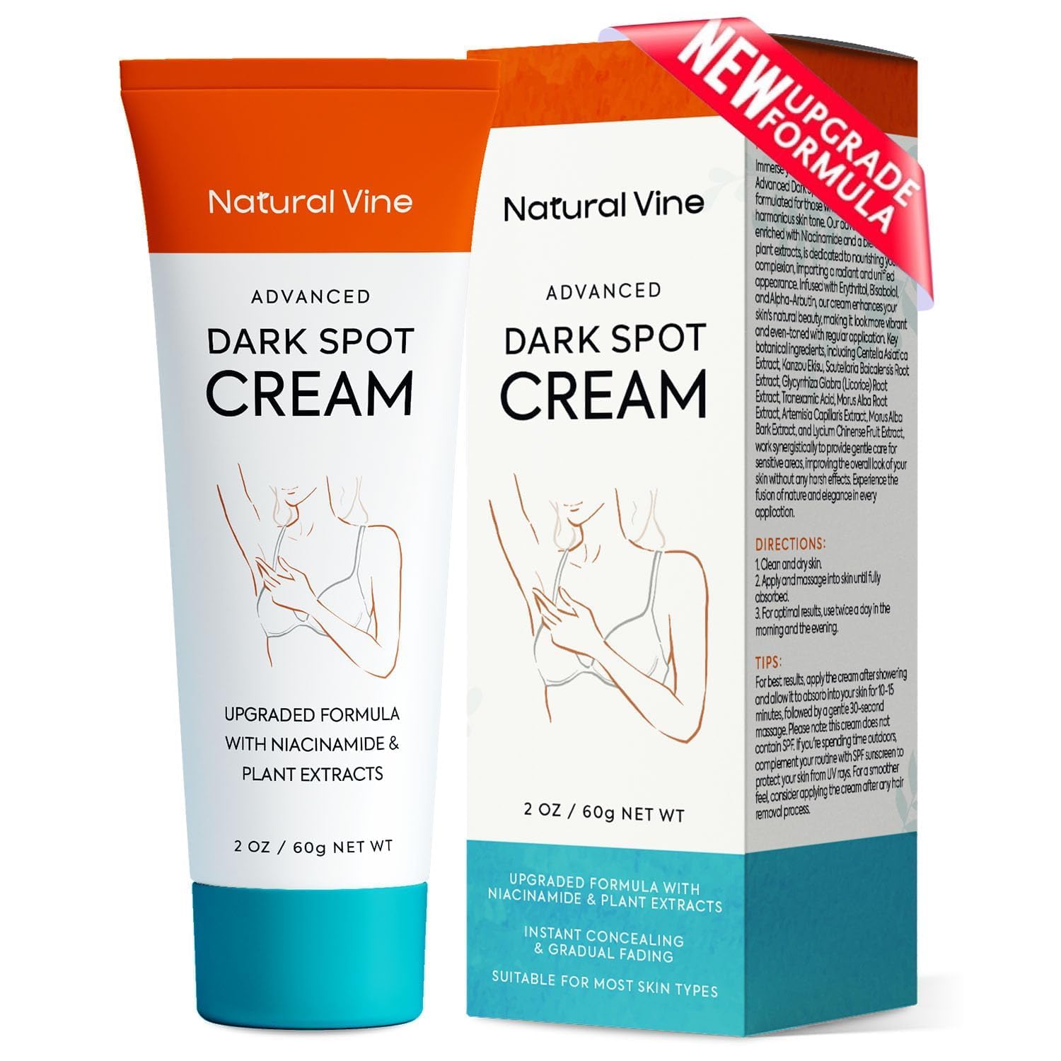 Natural Vine Dark Spot Corrector: Dark Spot Remover for Face Body in 4-8 Weeks - Instant Concealing & Age Brown Sun Faded Spot Remover Melasma Freckles Correcting with Niacinamide for Women & Men 60g Halalzen