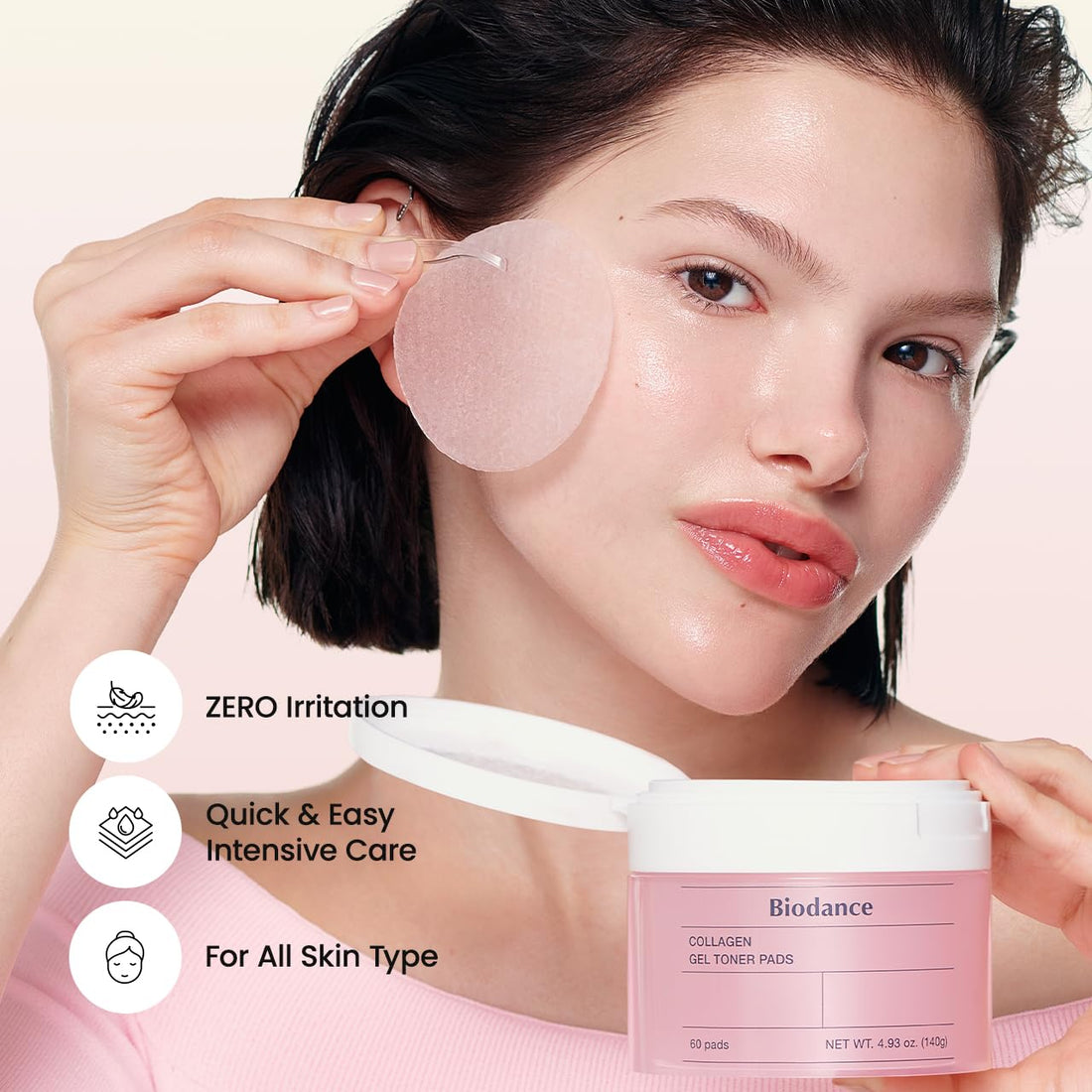 Biodance Collagen Gel Toner Pads, Porenverkleinerer für das Gesicht, verbessert die Elastizität, aufpolsternde Toner-Pads für empfindliche Haut, vorgetränkte Pads, koreanische Hautpflege, Muttertagsgeschenkeㅣ60 Pads
