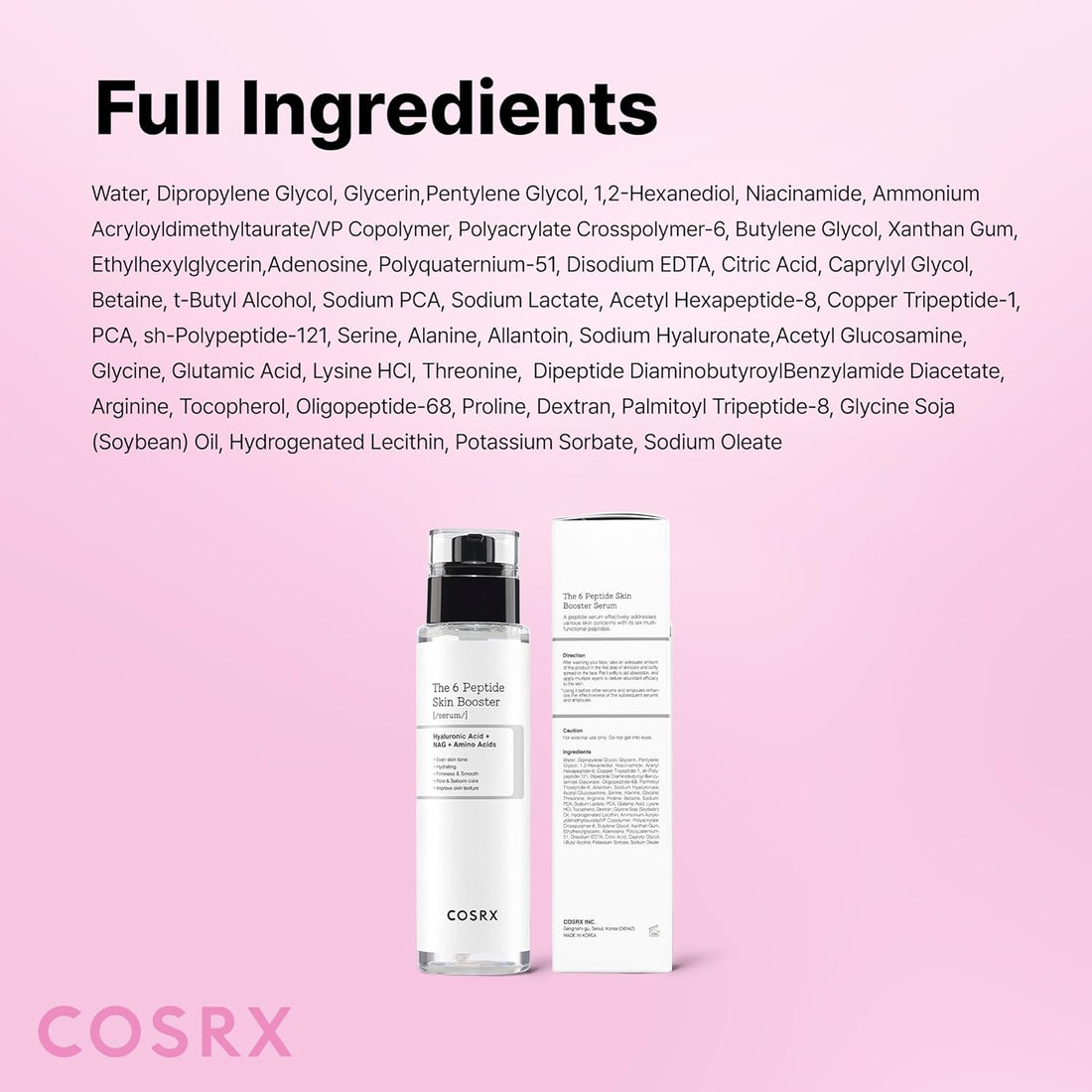 COSRX 6 Peptide Collagen Serum Face Toner with Niacinamide & Hyaluronic Acid, Hydrating & Firming Korean Essence, Anti-Wrinkle & Pore-Tightening Serum For Plump & Even Skin Tone, Korean Skincare 150ml
