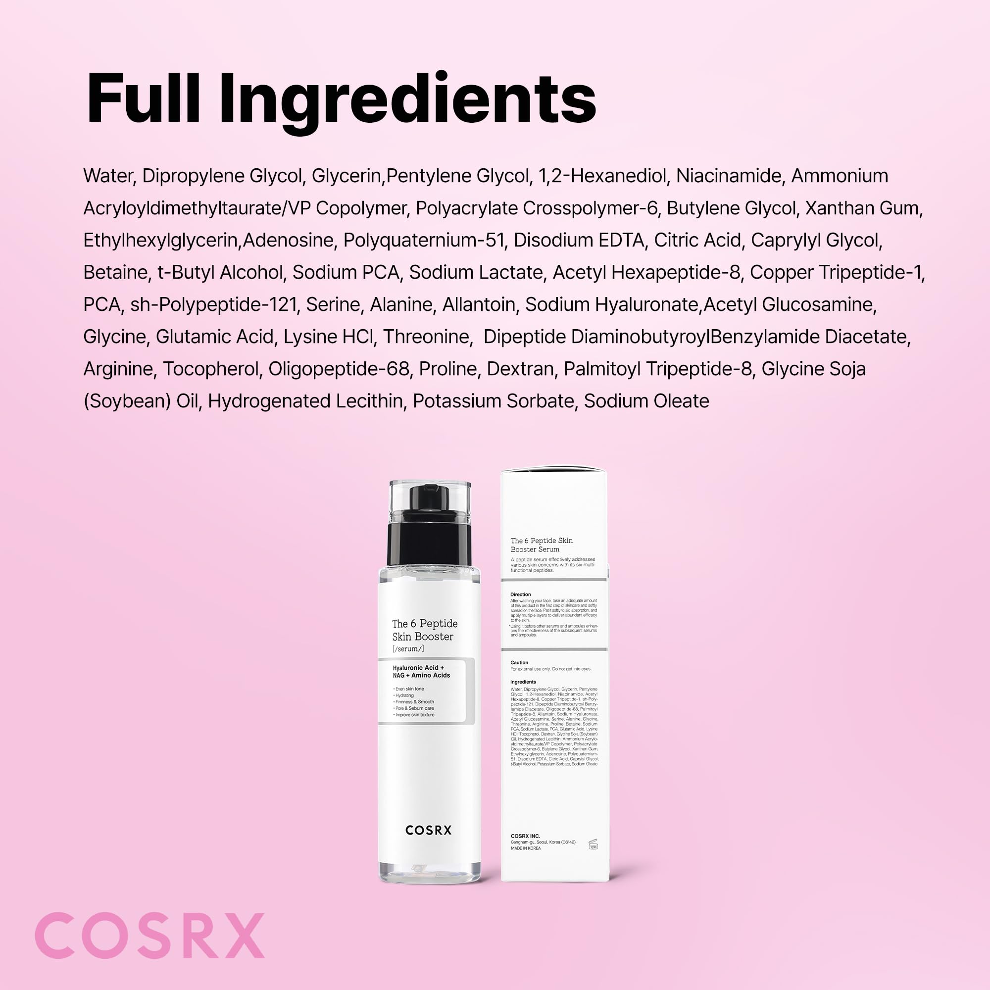 COSRX 6 Peptide Collagen Serum Face Toner with Niacinamide & Hyaluronic Acid, Hydrating & Firming Korean Essence, Anti-Wrinkle & Pore-Tightening Serum For Plump & Even Skin Tone, Korean Skincare 150ml