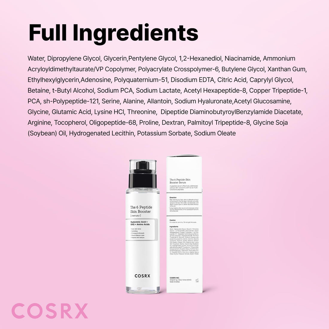 COSRX 6 Peptide Collagen Serum Face Toner with Niacinamide & Hyaluronic Acid, Hydrating & Firming Korean Essence, Anti-Wrinkle & Pore-Tightening Serum For Plump & Even Skin Tone, Korean Skincare 150ml