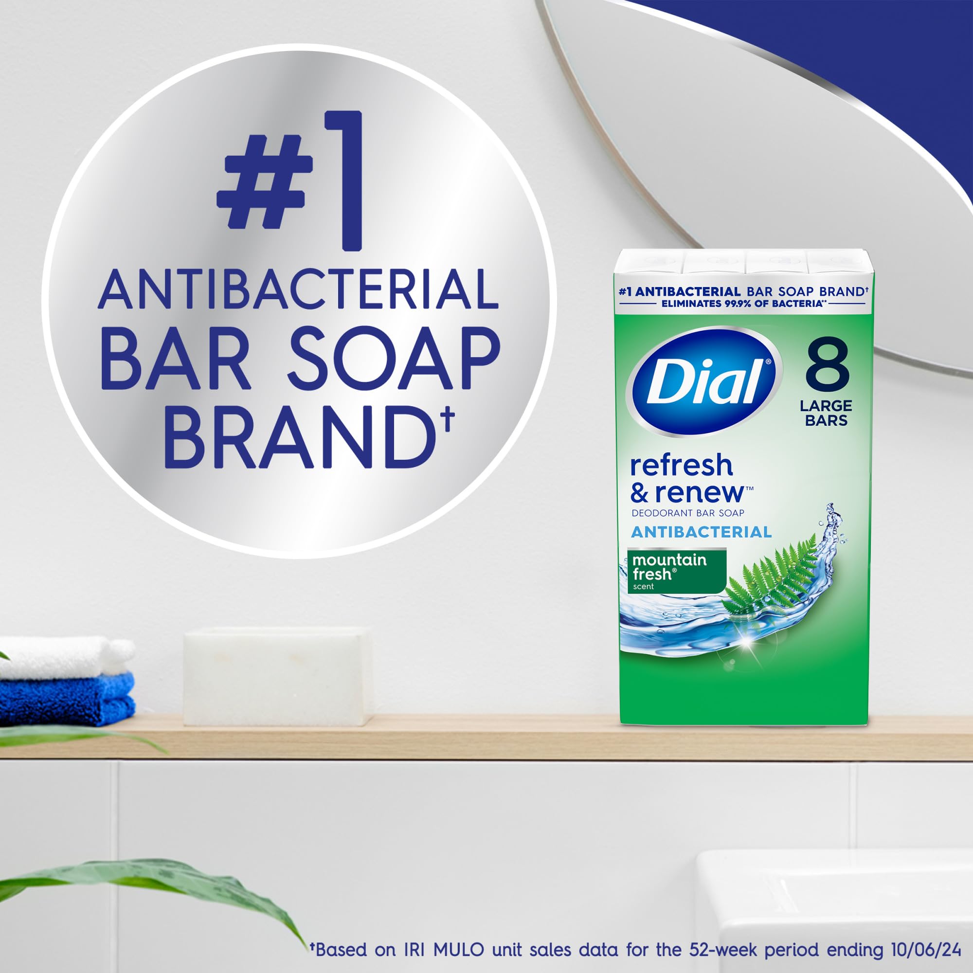 Dial Antibacterial Deodorant Bar Soap, Advanced Clean Gold, 4 Oz, 32 Bars, Round the Clock Odor Protection, Dermatologist Tested, With Clean Rinse Technology