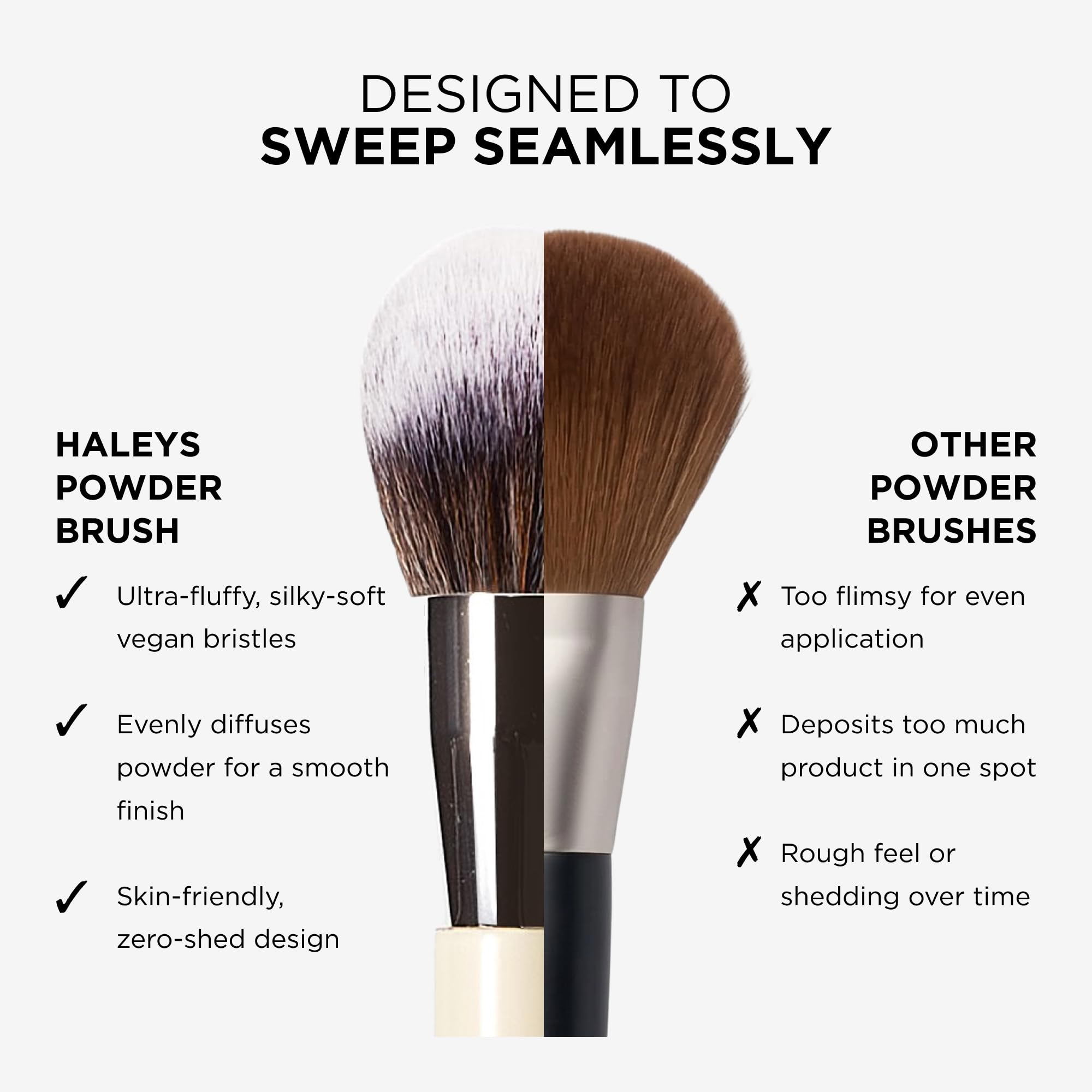 Haleys Beauty Kabuki Foundation Brush For Applying Powder, Foundation, Bronzer, Blush, and Mineral Make up, Soft Bristles, Seamless Blending, Makeup Brushes Essential, Vegan & Cruelty Free