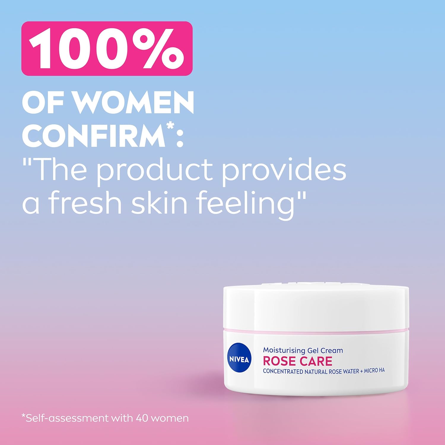 NIVEA Rose Care Moisturising Gel Cream (50 ml), Hydrating Gel Face Cream with Rose Water and Hyaluronic Acid, 72H Moisture Formula, Moisturiser for Soft and Radiant Skin