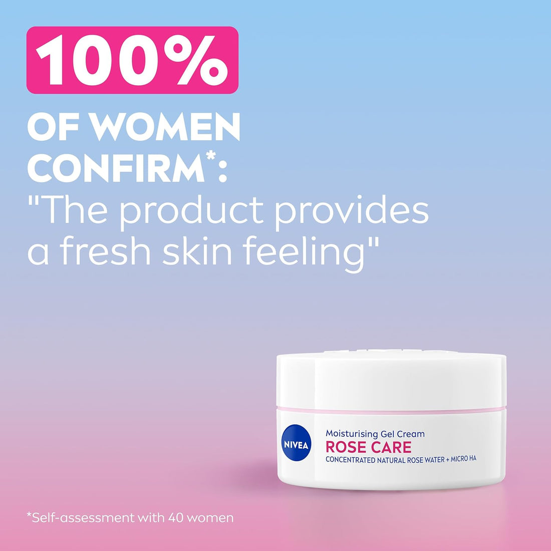 NIVEA Rose Care Moisturising Gel Cream (50 ml), Hydrating Gel Face Cream with Rose Water and Hyaluronic Acid, 72H Moisture Formula, Moisturiser for Soft and Radiant Skin