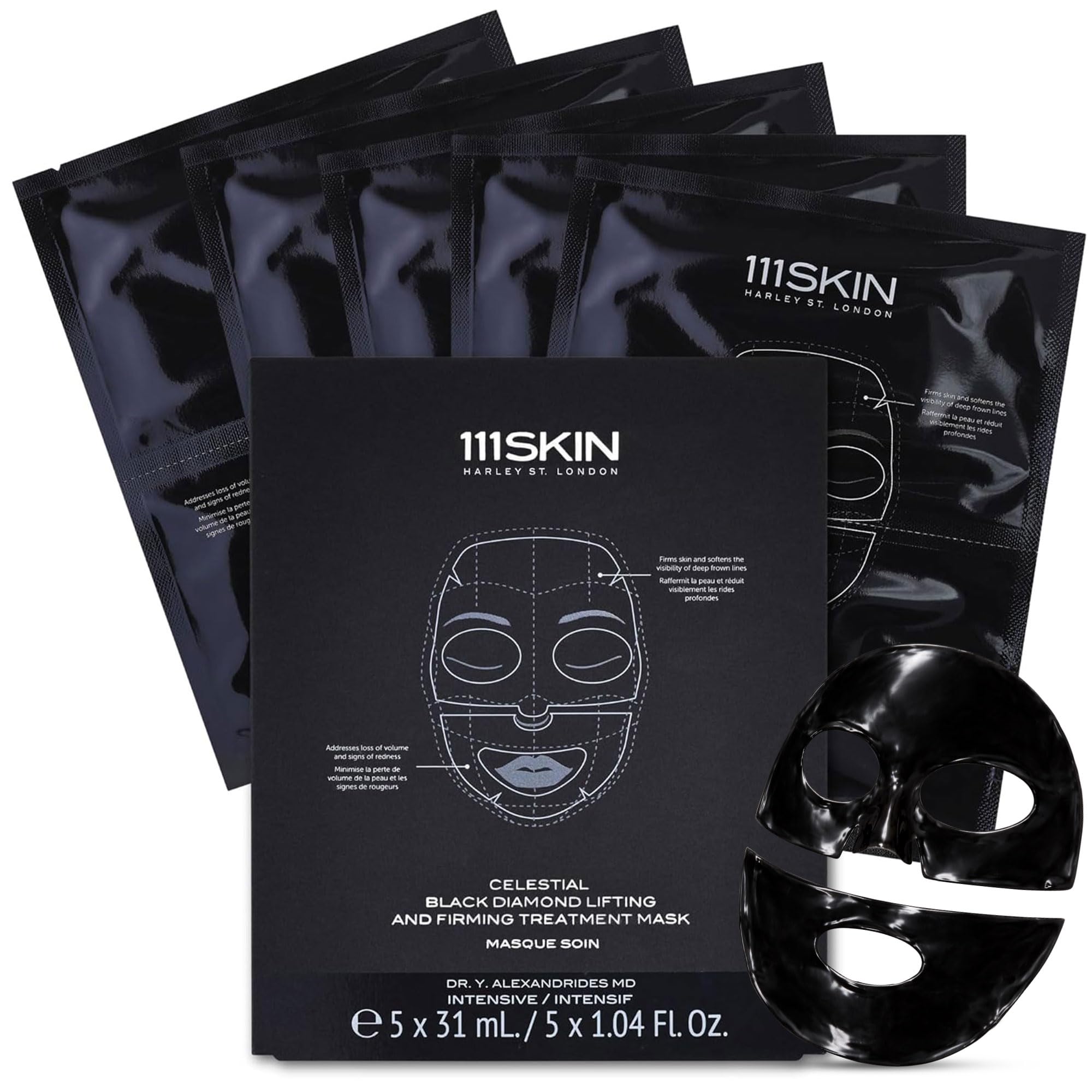111SKIN Rose Gold Brightening Facial Treatment Mask | Fragrance Free | The Ultimate Pre-Event Mask | For Hydration & Radiance | Set of 5 (1.01 oz each) Halalzen