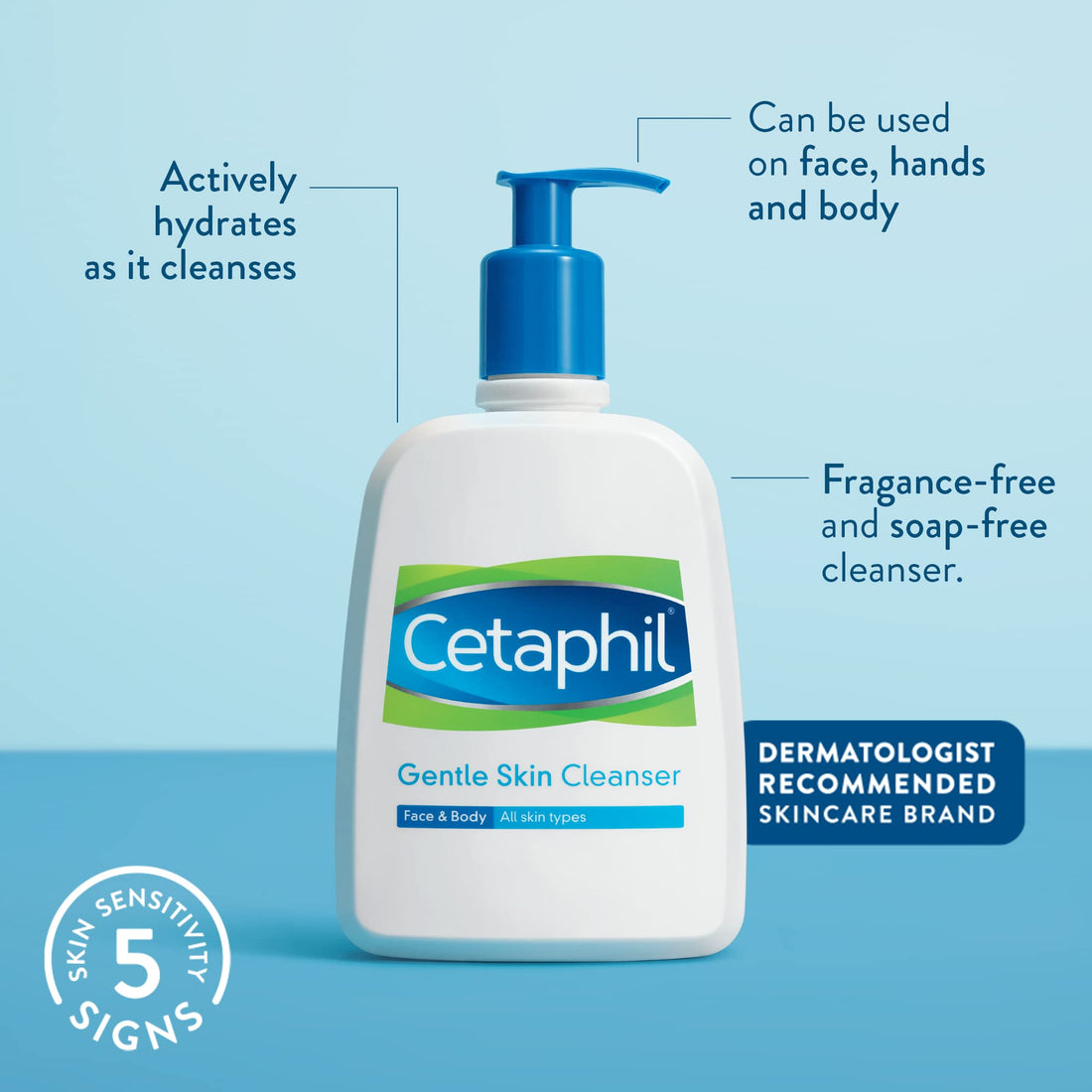 Cetaphil Gentle Skin Cleanser, 1L, Face & Body Wash, For Normal To Dry Sensitive Skin, With Niacinamide & Glycerin, Soap Free, 1 unit, Packaging May Vary