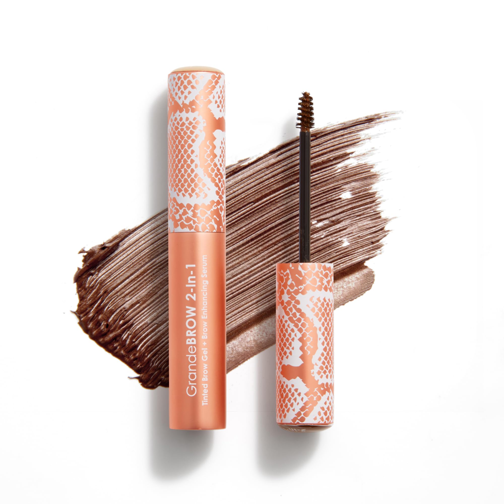 Grande Cosmetics GrandeBROW 2-in-1 Tinted Brow Gel + Brow Enhancing Serum for Thicker & Darker-Looking Eyebrows, Shape & Fill Brows, Long Wear, with Castor Oil & Mini Fibers