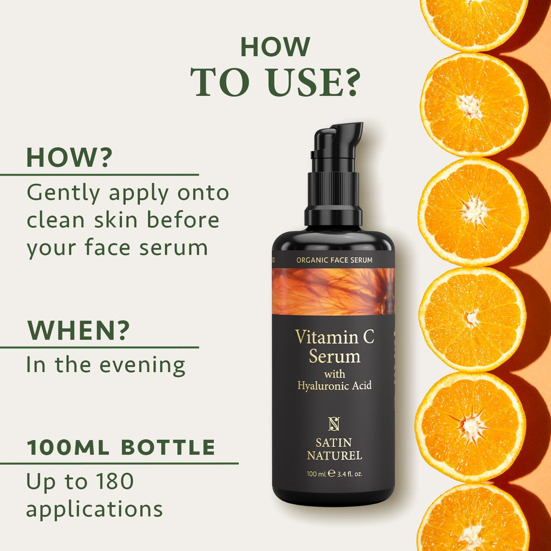 Satin Naturel High-Dose Hyaluronic Serum 100 ml – Organic Hyaluronic Acid Facial Serum – Anti-Aging Moisturizing Serum – Vegan – 24h Hydration – Facial Care for Women and Men
