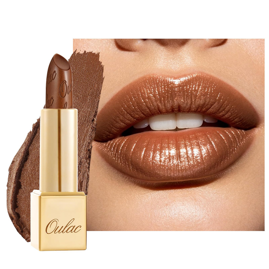 OULAC Metallic Shine Glitter Lipstick, Pink High Impact Lipcolor, Lightweight Soft and Ultra Hydrating, Long Lasting, Vegan & Cruelty-Free, Full-Coverage Lip Color 4.3 g/0.15 HIP & HIPPIE(11) Halalzen