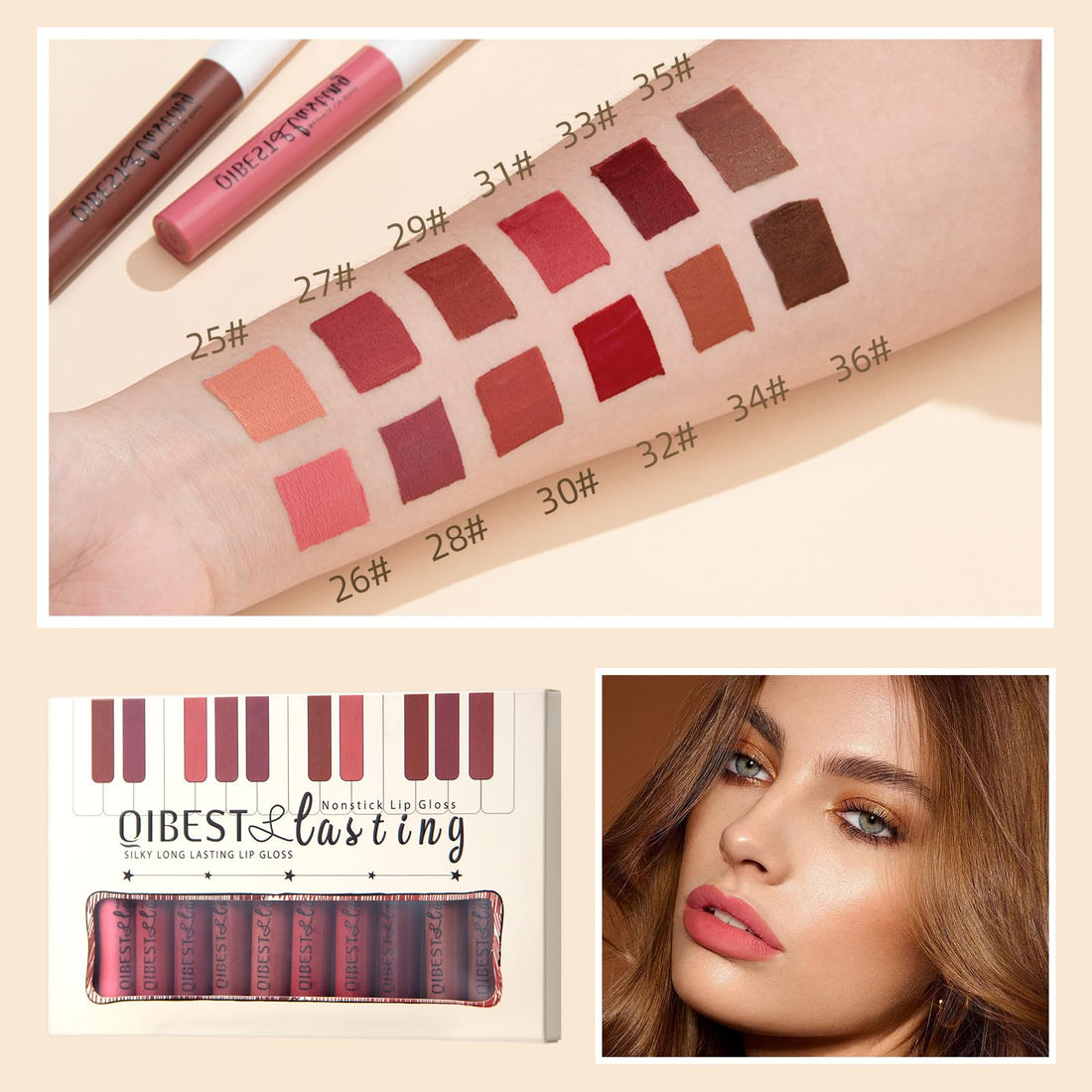 12 Colors Matte Liquid Lipstick Set Velvety Lip Gloss Lip Kit Waterproof Long Lasting Wear Nude Lip Gloss Beauty Cosmetics Gift Box Set (Set A, Set A) Halalzen