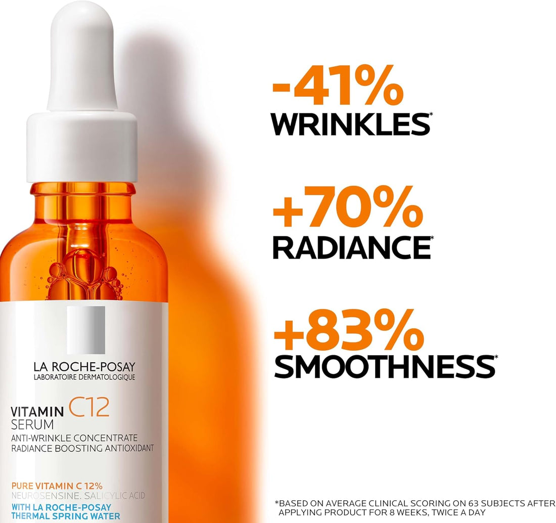 La Roche-Posay Pure Vitamin C12 Serum, Anti-Wrinkle Radiance Restoring Face Serum, 12% Pure Vitamin C, Salicylic Acid, Neurosensine, For Sensitive Skin, 30ml Halalzen