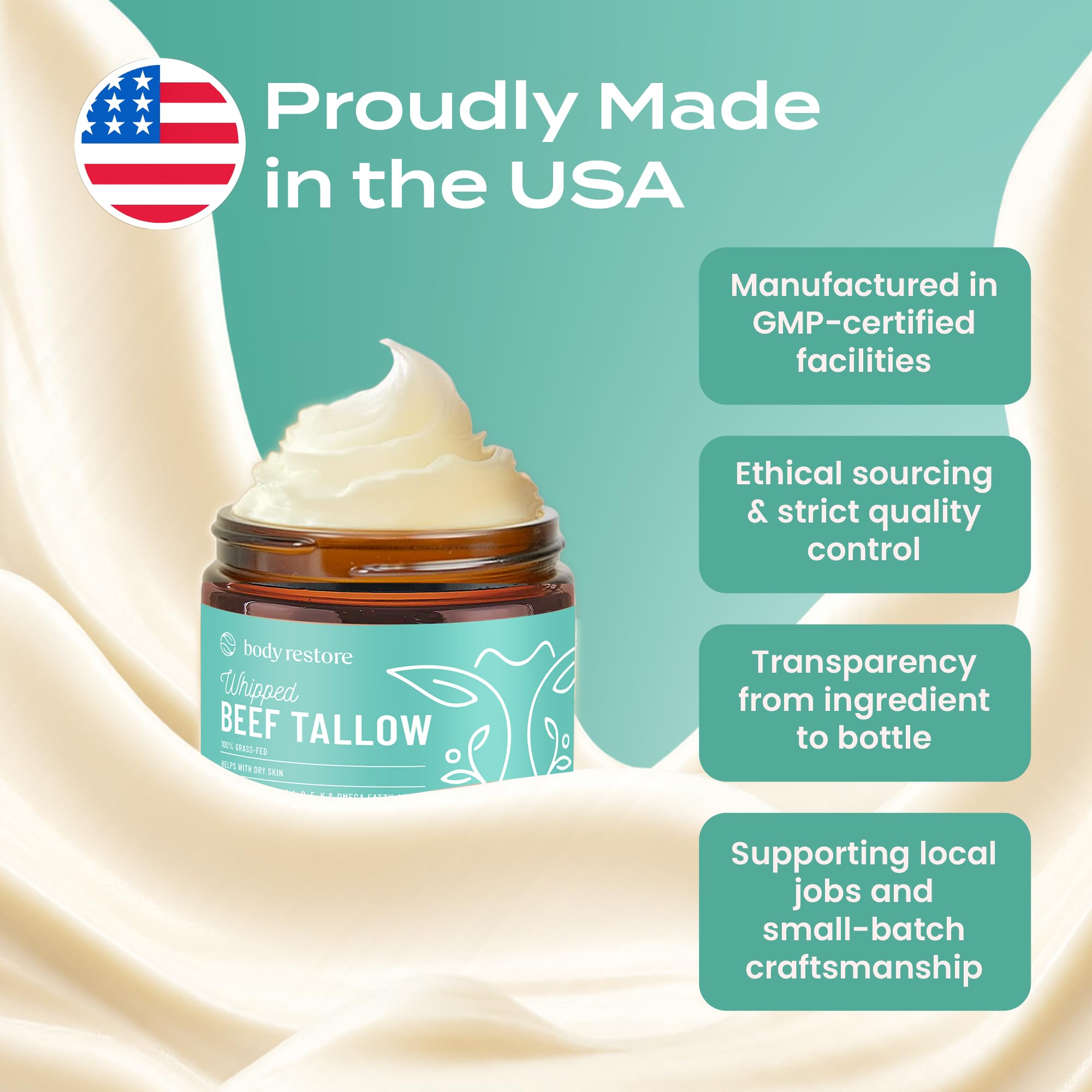 Body Restore Grass Fed Beef Tallow Lip Mask, Manuka Honey – Christmas Stocking Stuffers, White Elephant, Hydrating Moisture, Travel Essentials, Self Care, Birthday Gifts for Women, Men – Unscented Halalzen