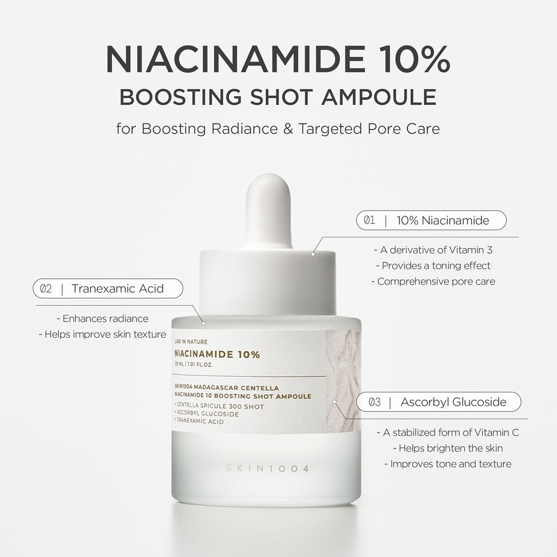 SKIN1004 Madagascar Centella Niacinamide 10 Boosting Shot Ampoule, 30 ml