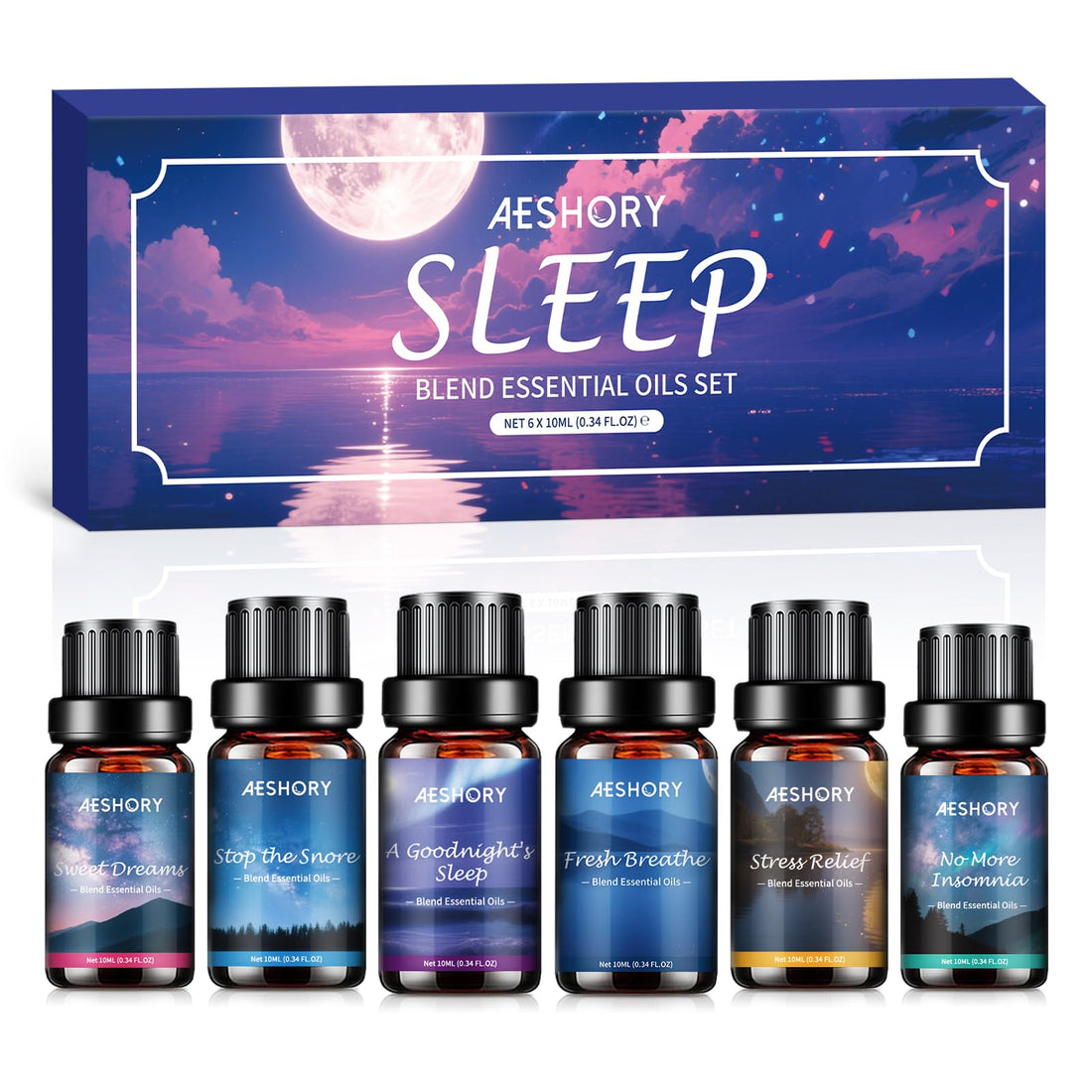 AESHORY 6 x 10ml Hotel Essential Oils Set, Premium Luxury Aroma Oil Scented Oil for Diffuser for Home, Humidifier, Candle Making, Air Freshening