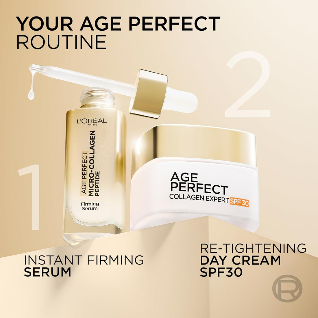 L'Oréal Paris Peptide Serum for Lifting, Age Perfect Micro-Collagen Rejuvenating & Lifting Serum, Firms Sagging Skin, Boosts Radiance & Reduces Age Spots, 30ml