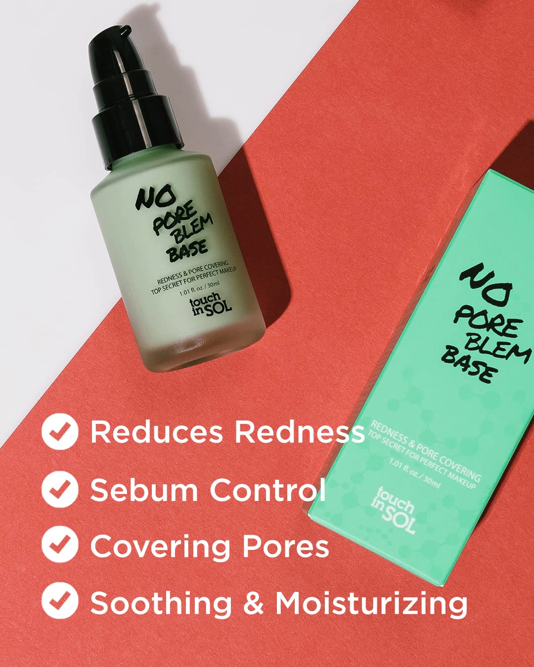 TOUCH IN SOL No Poreblem Primer – Pore Primer for Korean Makeup, Mattifying Primer for Oily Skin, Pore Eraser for Large Pores, Blurring Finish from K Beauty (1.01 fl.oz/30ml) Halalzen