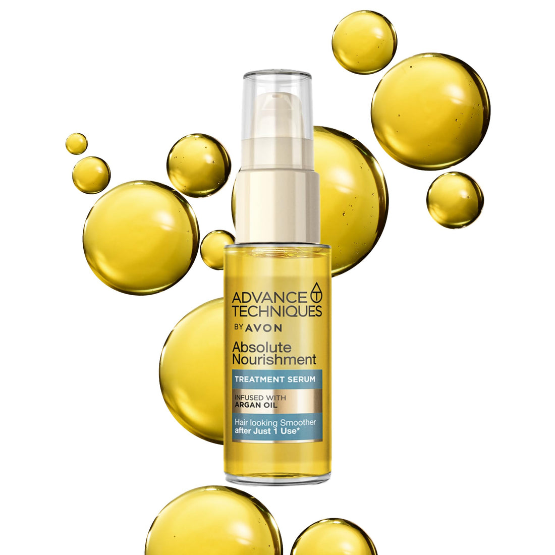 Avon Advance Techniques Absolute Nourishment Argan Hair Serum 30ml, Multi-Tasking Hair Treatment, Formulated with Argan Oil, Restores Shine and Health to Damaged Hair, Cruelty Free