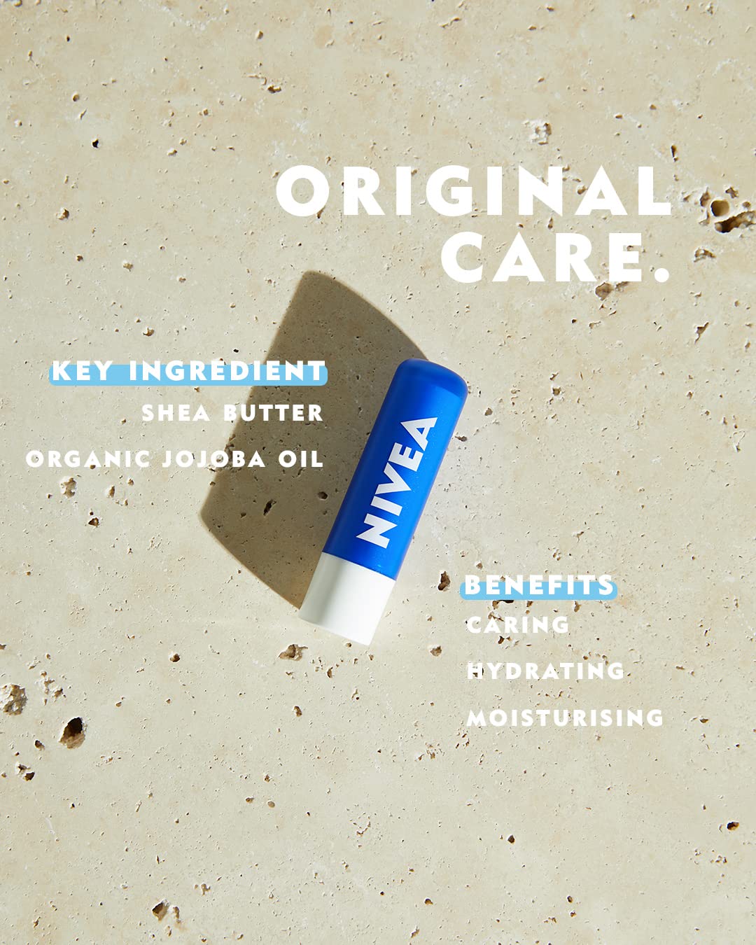 NIVEA Lip Balm Original Care Pack of 6 (6 x 4.8g) Protective Lip Moisturiser with Shea Butter and Natural Oils, Caring Lip Balm for 24h Moisture Care, Lip Care with Melt-In Formula