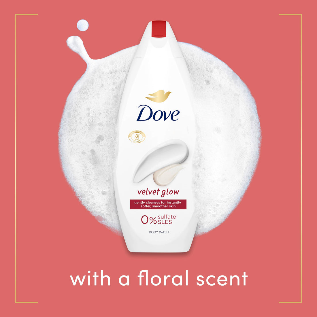 Dove Velvet Glow Body Wash Body Cleanser shower gel with plant-based moisturisers for softer, smoother skin after one shower 6x 450 ml