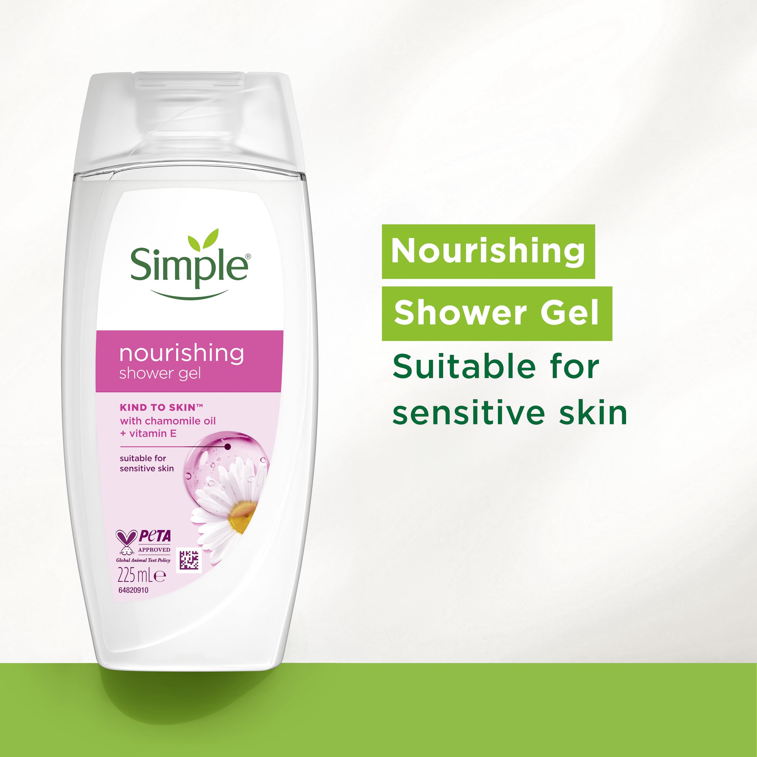 Simple Kind to Skin Kids Hypoallergenic Hair & Body Wash pack of 6 with chamomile oil shampoo for kids 225 ml, White