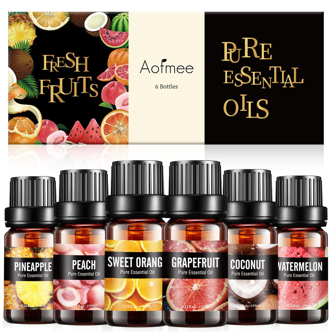 Aofmee Essential Oil, 6 x 10ml Essential Oils for Diffusers for Home, Lavender Essential Oils for Sleep, Floral Fragrance Oils for Soap & Candle Making Scents, Rose Aromatherapy Oil Gift Set for Women
