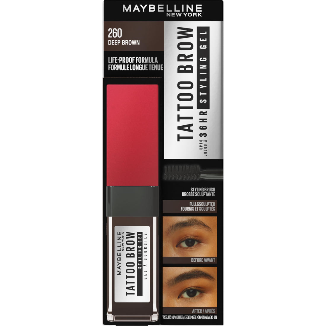 Maybelline Eyebrow Gel Tint, Waterproof And Smudge Proof, Long-Lasting Peel Off Tint For Evenly-Filled, Naturally Full Brows For Up To 3 Days, Deep Brown
