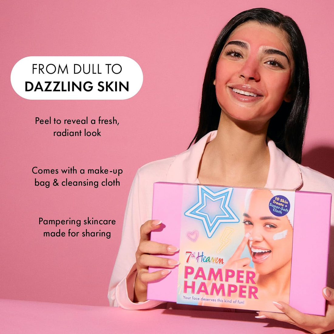 7th Heaven Luxury Pamper Hamper - 10 Face Masks & Spatula - Beauty Gift Set for Women - Skincare Set with Peel-Off, Clay & Hydrating Masks - Spa Experience at Home Skin Care