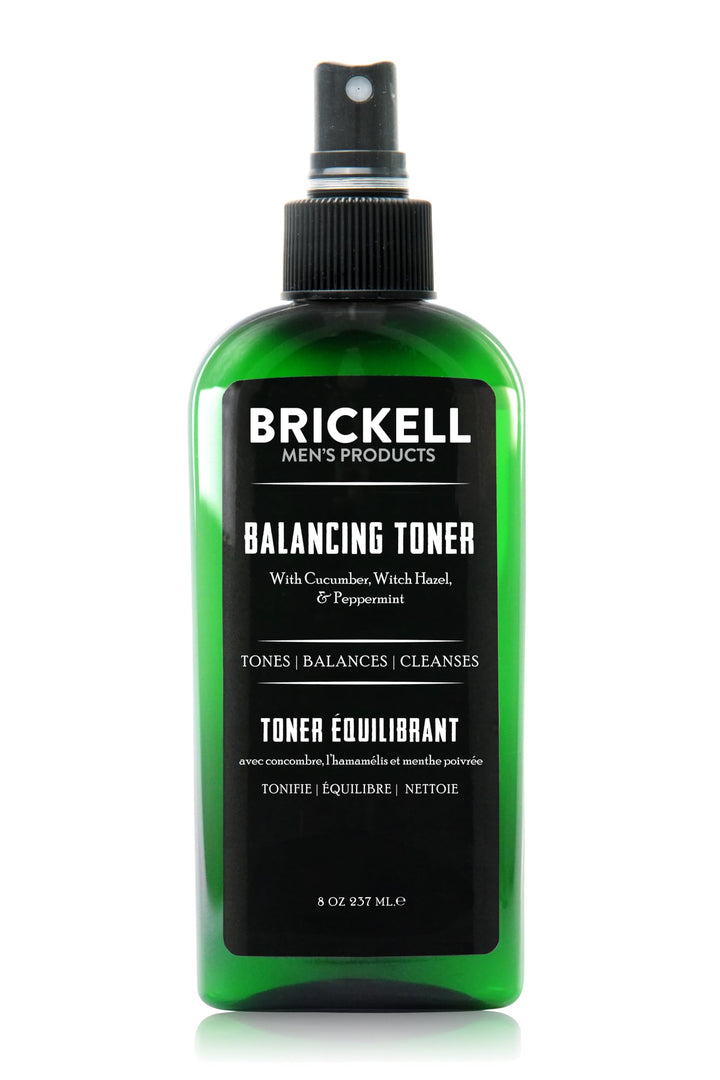 Brickell Men's Balancing Toner for Men, Natural and Organic Alcohol-Free Cucumber, Mint Facial Toner with Witch Hazel, 236 mL, Scented Halalzen