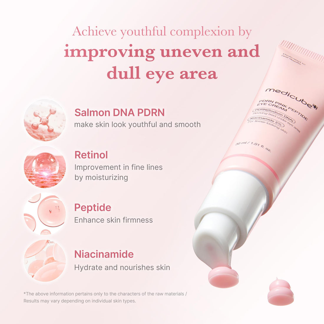 medicube Eye Serum with Salmon DNA PDRN & Pink Peptides | 99% Purity Retinol for Fine Lines | PDRN & Niacinamide for Uneven Skin Tone | Korean Skincare, 1.01 fl.oz Halalzen