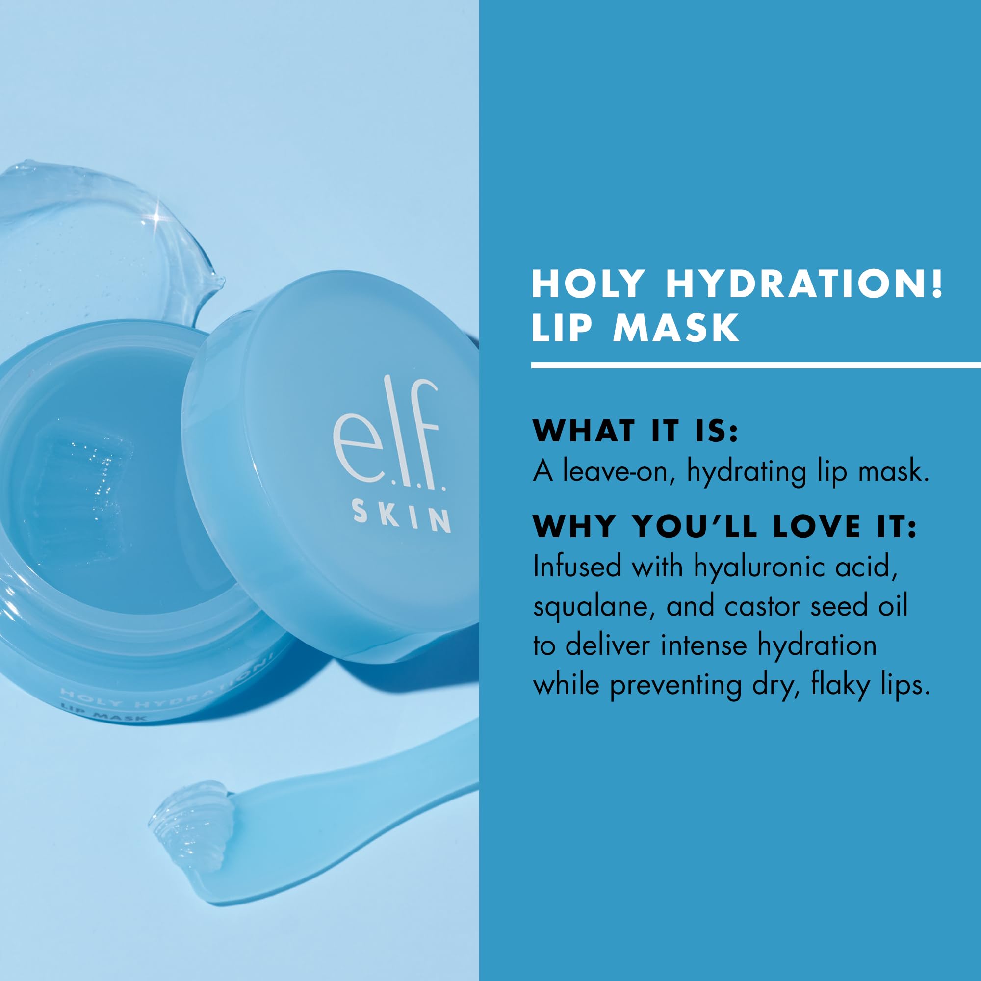 e.l.f. SKIN Holy Hydration! Lip Mask, Hydrating Lip Mask For A Softer & Smoother Pout, Infused With Hyaluronic Acid, Non-Sticky, Vegan & Cruelty-Free Halalzen