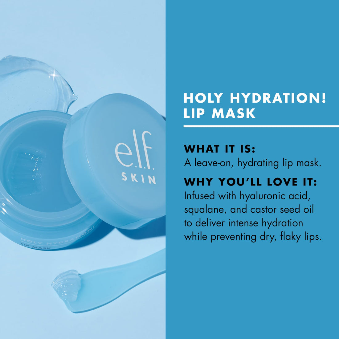 e.l.f. SKIN Holy Hydration! Lip Mask, Hydrating Lip Mask For A Softer & Smoother Pout, Infused With Hyaluronic Acid, Non-Sticky, Vegan & Cruelty-Free Halalzen