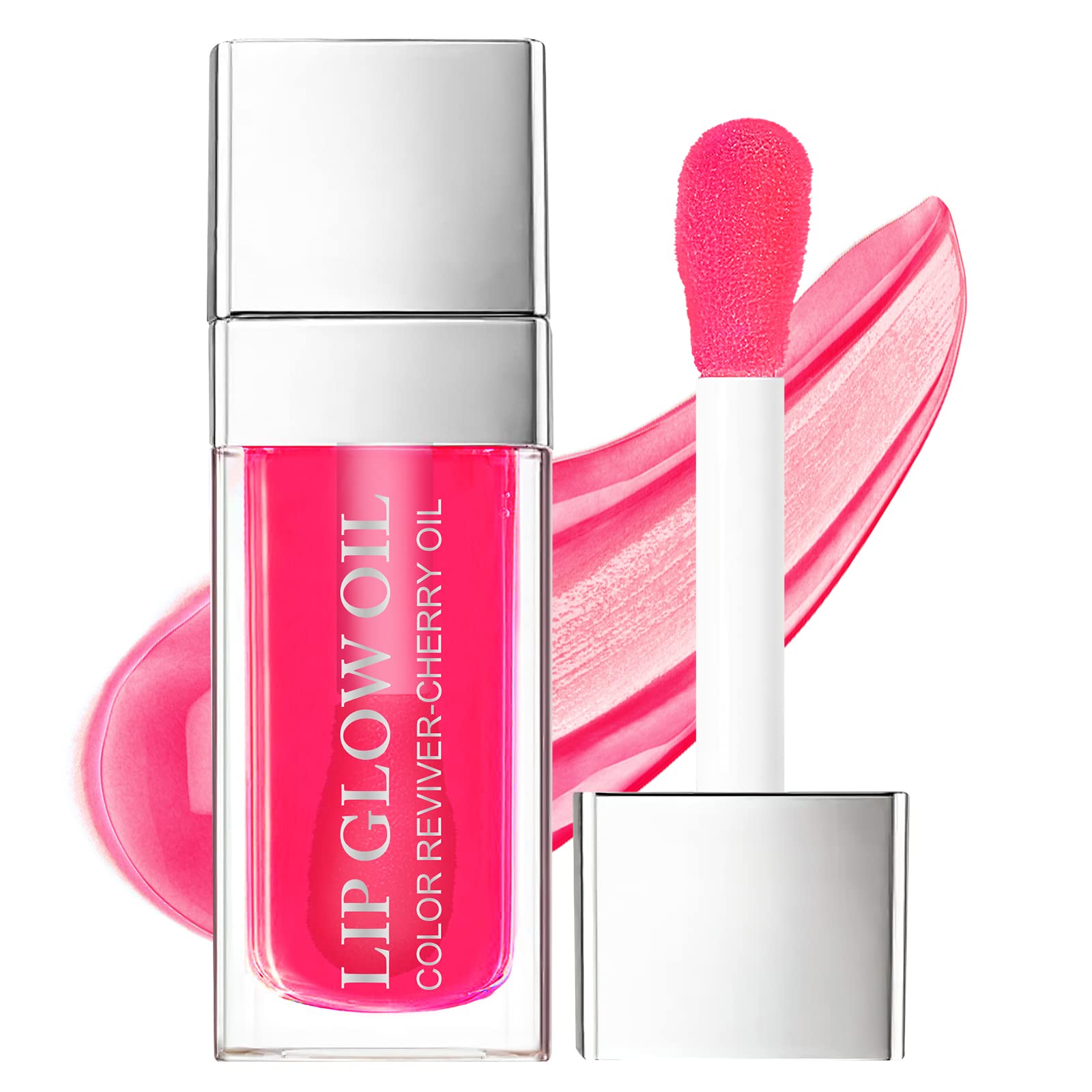 AOOWU Plumping Lip Oil Tinted, Moisturizing Long Lasting Nourishing Lip, Hydrating Gloss Tint Lipstick for Women, Glitter Shine Liquid Lipstick, Glaze Makeup Cosmetic, 015 - Cherry red, Pack of 1