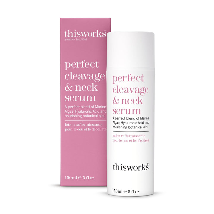 This Works Perfect Cleavage & Neck Serum, 150 ml - Anti Aging Moisturiser for Neck and Décolletage with Marine Algae and Hyaluronic Acid - Youth-Boosting Neck Cream with Nourishing Botanical Oils | Anti Aging Moisturiser for Neck and Décolletage with Mari