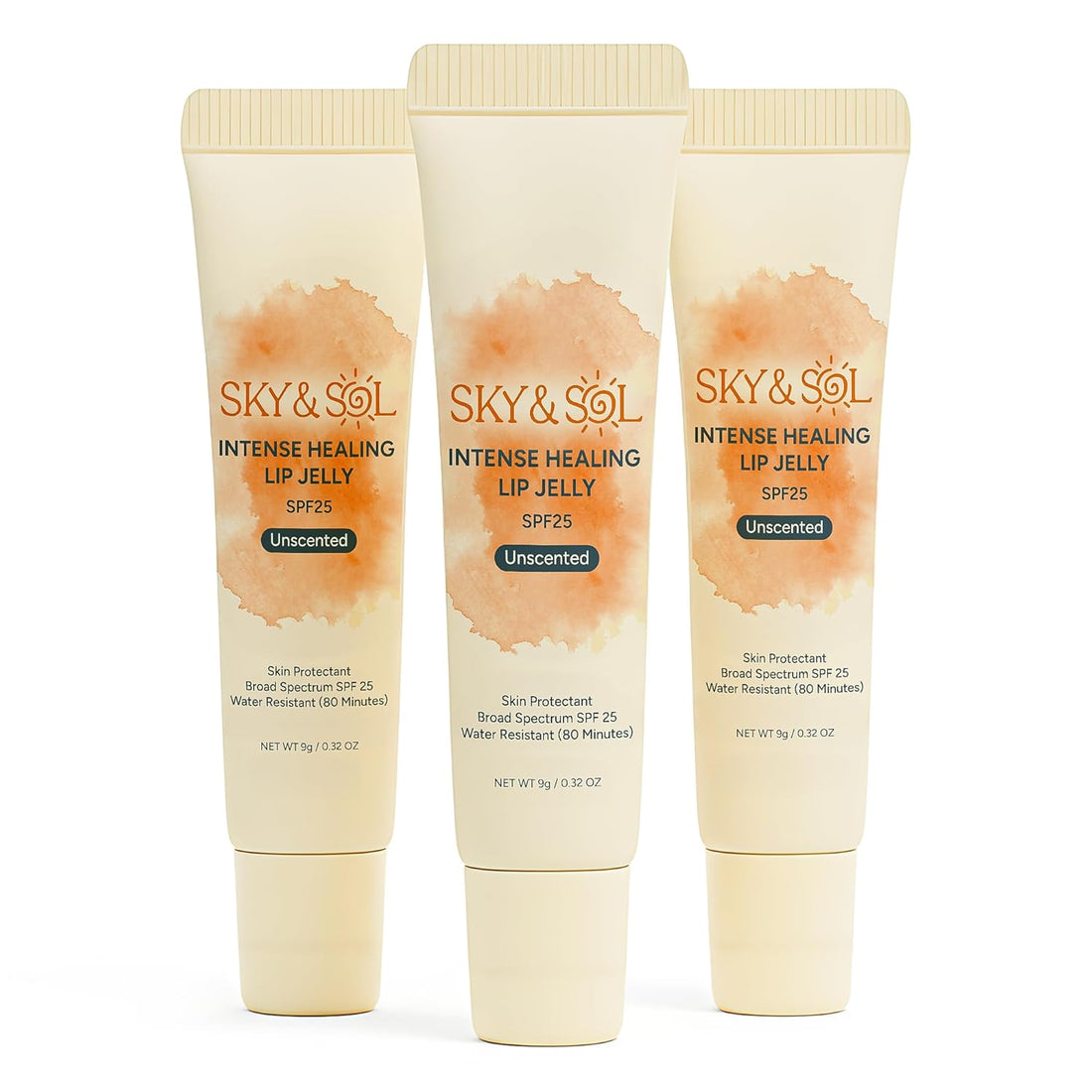 Sky & Sol Lip Balm SPF 25 – 3 Pack Natural Hydrating Lip Jelly with Broad-Spectrum Sun Protection and Primer, Water-Resistant for Smooth, Plump & Rosy Lips. Halalzen