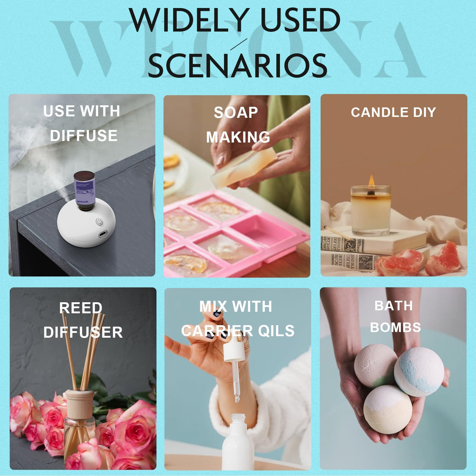 Premium Hotel Fragrance Oil Collection for Diffusers, Essential Oils for Diffusers for Home, Hotel Diffuser Fragrance Oils,Spa & Candle Making, White Tea, Citrus Luxe, Velvet Night and More - 6x10ml