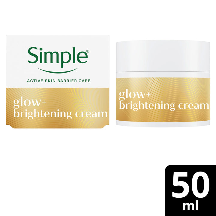 Simple Glow+ Facial Moisturiser, Face Brightening Cream for boosting Radiance with Vitamin C + Glutathione, Sensitive Skin Moisturiser, 50 ml
