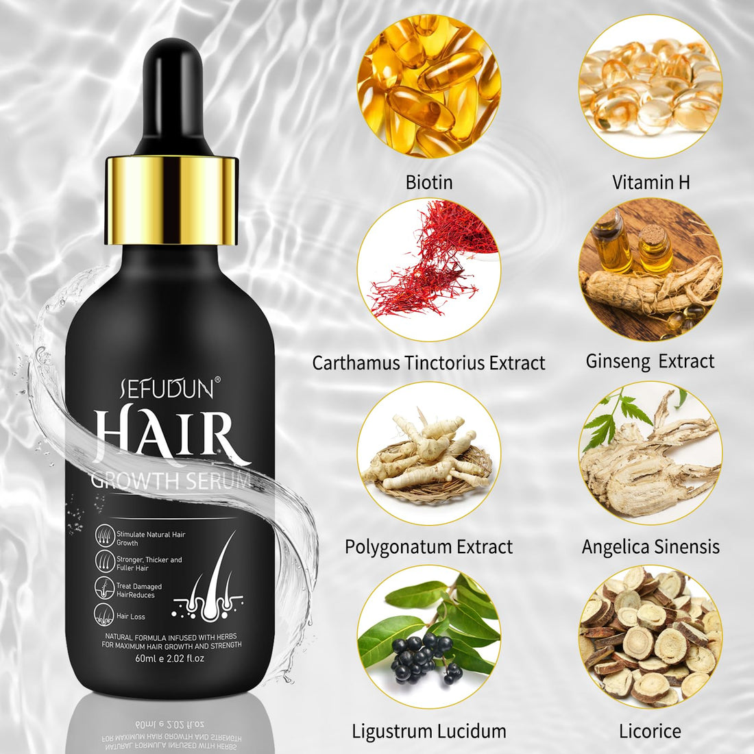 Veganic Hair Oil,100% Natural Growth With Caffeine,Biotin,Coconut,Macadamia,Rosemary and Castor for Growth,Thickening Hair Mask & Loss Treatment,60ml