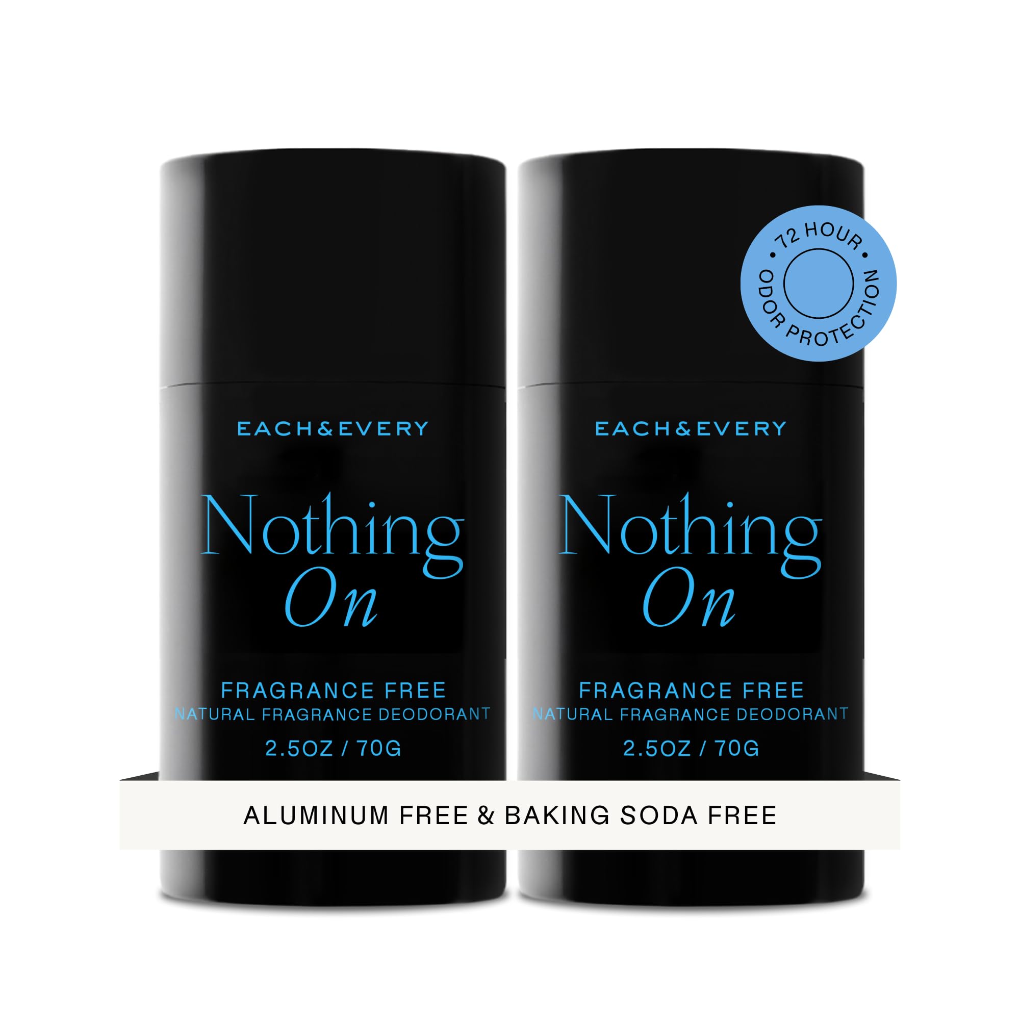 Each & Every Déodorant sans Aluminium pour Femme et Homme, Lavande & Citron - Déodorant Entièrement Naturel pour Peaux Sensibles, Vérifié par l'EWG - Propre, Sans Bicarbonate de Soude, Parfum à Base de Plantes - 70g, Lot de 2