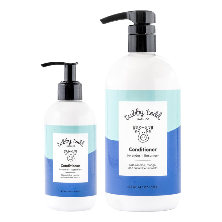 TUBBY TODD Hair Conditioner for Kids & Babies - Nourishing Frizz Control & Detangler - Lightweight, Sweet-Scented Formula - 2 Pack, 25 fl oz & 8 fl oz - Lemon Crème Halalzen