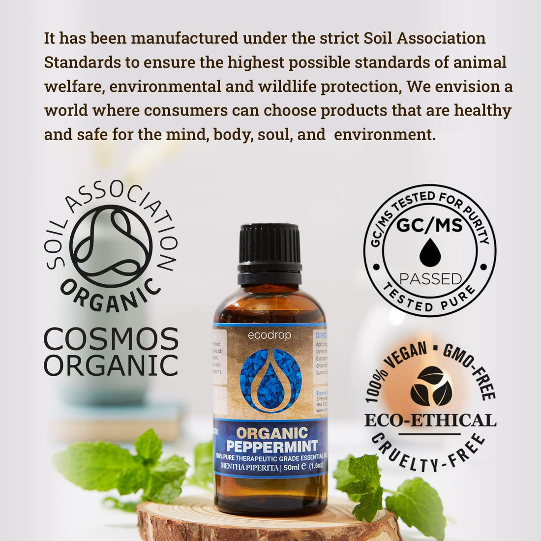 Ecodrop Tea Tree Essential Oil, 10 ml | 100% Pure Organic Steam-Distilled | Melaleuca Alternifolia | Aromatherapy, Diffuser, Massage, Bath, Soap & Candle Making | Australian Fresh Aroma